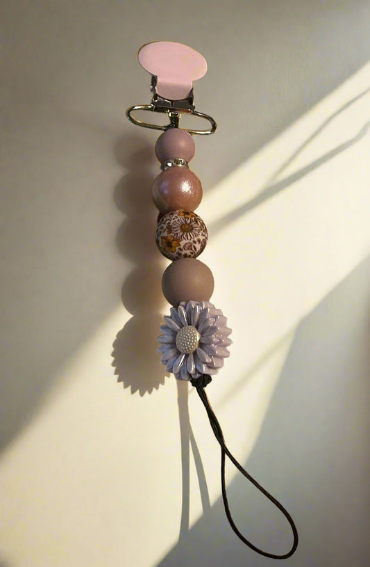 Purple floral Badge Clip